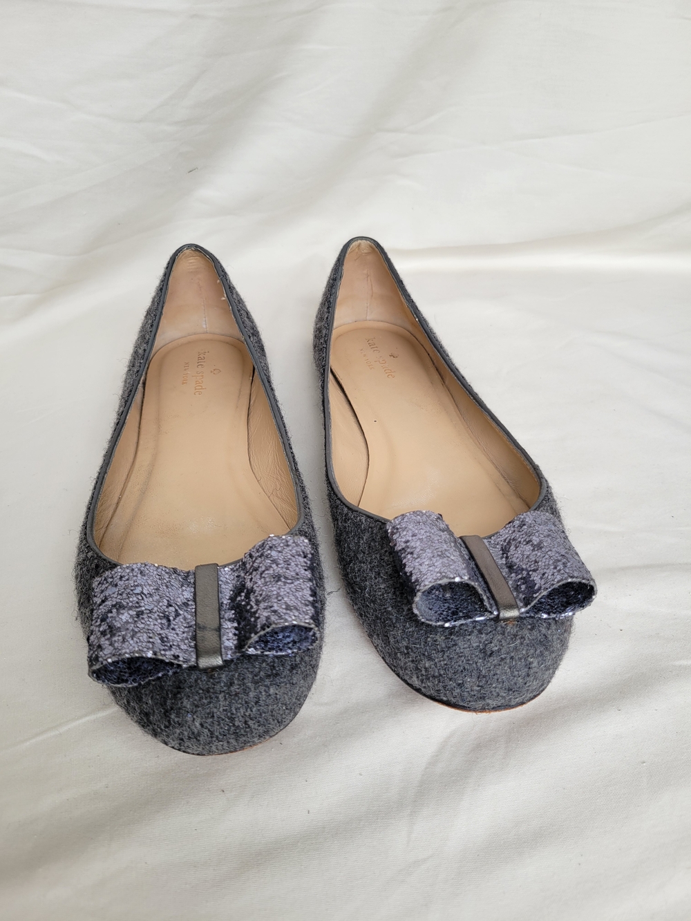 Kate Spade Gray Bow Ballet Flats